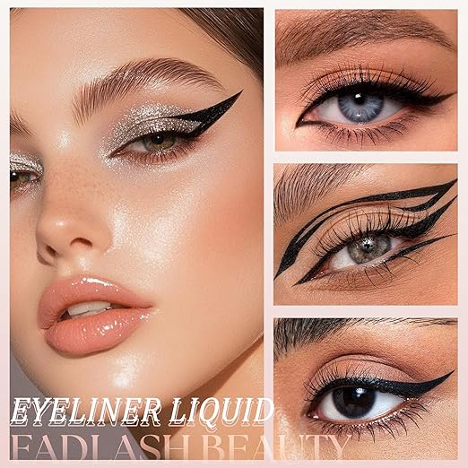 Eyeliner Liquid Eyeliner with Fine Brush for Smooth Application, Waterproof & Smudge-Proof Eye Liner, Long-Lasting Makeup, Highly Pigmented Black Eyeliner Pencil, Cruelty-Free & Vegan, 0.6ml