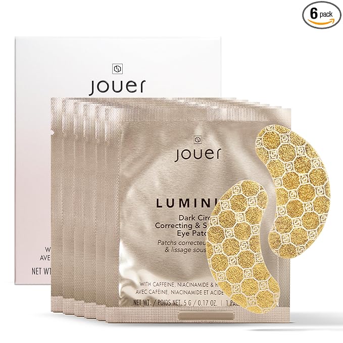 Jouer Luminize Dark Circle Correcting & Smoothing Eye Patches, Caffeine Eye Patch for Dark Circles and Puffiness, Under Eye Mask Patch for Wrinkles | $36 Value