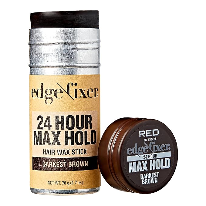 Red by Kiss Hair Wax Stick 24HR Max Hold Edge Fixer Edge Control Pomade Non-Sticky, Non-Oily Flake Free Hair Styling Wax 2.7 oz. (Darkest Brown)