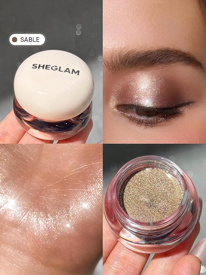 SHEGLAM Starstruck Cream Eyeshadow Pot High Pigment Long-lasting Shimmer Single Eyeshadow-Sable