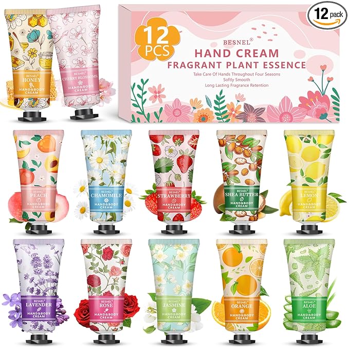 12 Pack Hand Cream Gift Set For Women,Teacher Appreciation Gifts,Mini Hand Lotion Travel Size in Bulk for Dry Cracked Hands, Graduation Gifts, Birthday Gift, Bridesmaid Gift,Party Favors