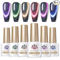 Born Pretty 9D Magnetic Gel Nail Polish Reflective Glitter Gel Polish Holographic Colorful Cat Magnetic Gel Polish Set 7ML 6PCS