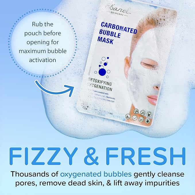 Ebanel 10 Pack Carbonated Bubble Clay Mask, Deep Cleansing Face Mask, Volcanic Ash and Bentonite Clay Masks with Collagen Peptides, Vitamin C, Hyaluronic Acid, Niacinamide