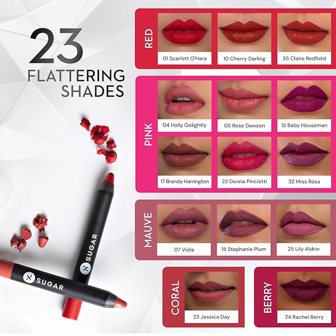 SUGAR Cosmetics Matte as Hell Crayon Lipsticks for Women Lasts Up To 8+ Hours Lip Crayon with Sharpener - 2.8 g (Pack of 1) 17 BRANDY HARRINGTON