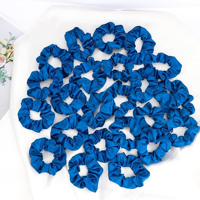 Silk Satin Scrunchies for Women Girls 24 PCS Hair Scrunchies Silk Satin Hair Ties for Thick Hair Bulk Hair Ties Hair Accessories