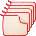 Tatuo 5 Pcs Exfoliating Face and Body Wash Cloths Towel Weave Bath Exfoliating Scrub Massage Bath Cloth for Women and Men, 10.23 x 8.66 Inch(Red Edge)