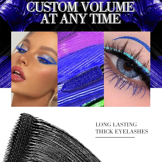 5D Silk Fiber Lash Black Mascara - Waterproof, Long Lasting, Smudge-Proof, Washable, Volume & Lengthening, Curling, Color Mascara for Eyelashes, Stage & Party Use