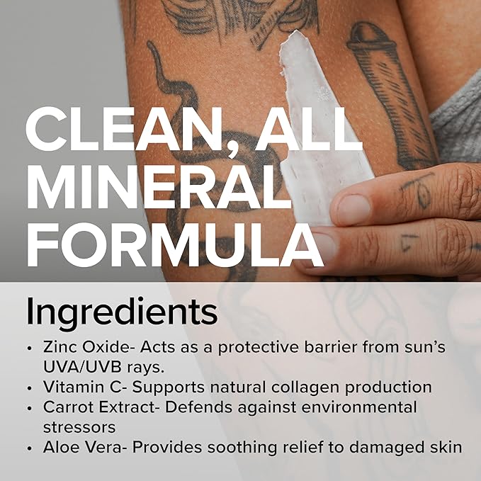 Mad Rabbit Defend Tattoo Sunscreen- SPF 30 100mL Tube- Mineral Sunscreen Lotion - Tattoo Fade Protection and Moisturizer, Anti-Aging Formula