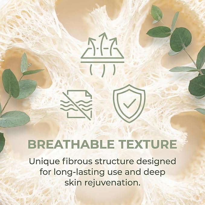 Natural Loofah Sponge Exfoliating Body Scrubber, Body Scrubbers for Shower,Made with Eco-Friendly and Biodegradable Shower Luffa Sponge - 2 Count (1 Pack)