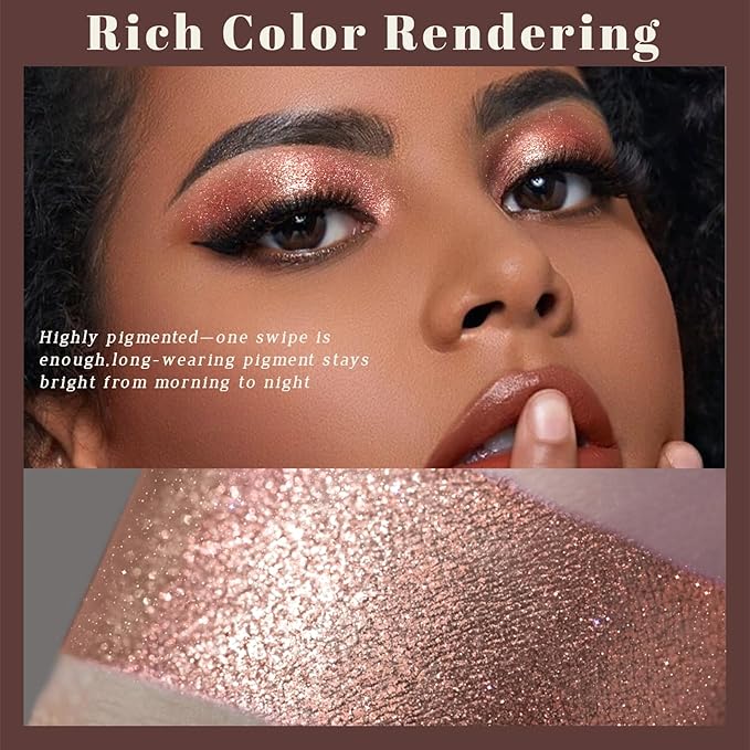 Noerrors Duochrome Champagne Pink Silver Glitter Eyeshadow Palette, Holographic Multichrome Rich Color Shimmer Metallic Eye Shadow, Color Shift Diamond Sparkle Eye Brightener Palette Fairy Makeup#01
