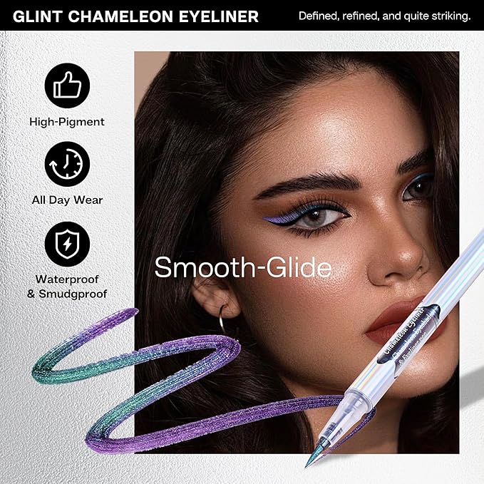 CALAILIS Chameleon Liquid Eyeliner, Purple Blue Liquid Glitter Eyeliner, Glitter Eyeliners Waterproof, Glitter Makeup (HCLL01)