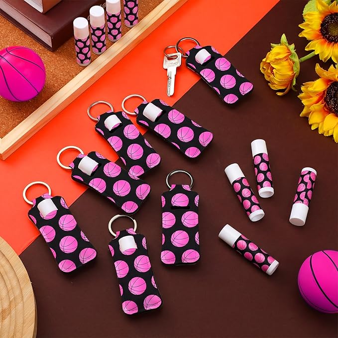 18 Sets Pink Basketball Party Favors Basketball Lip Balm and Holder Keychain Bulk Sport Team Gifts Basket Ball Senior Night Gifts 2026 for Team Sports Goodie Bags Stuffers Party Supplies