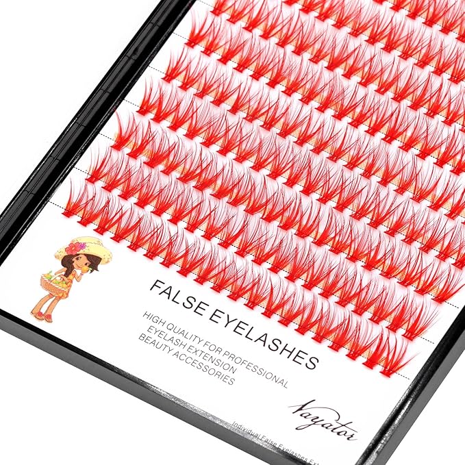 →VAYATOR False Eyelashes 3Styles D Curl 10-18mm 200Pcs To Choose Lashes Extensions Cluster Individual Lash Extensions Reusable False Eyelashes Easy Grafting (Red-D Curl-16mm)