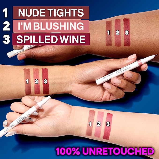wet n wild Perfect Pout Lip Liner Stain, Long-Lasting Transfer-Proof Formula with Blade-Like Applicator for Precision & Full Lip Coverage, Vegan & Cruelty-Free - Spilled Wine