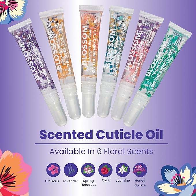 Blossom Cuticle Oil Pen for Nails, On the Mend Scented Travel Nail Oil for Growth and Strength, Infused with Real Flowers 0.34oz, Hibiscus