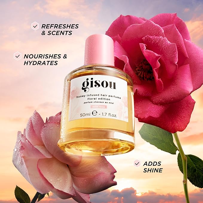 Gisou Honey Infused Hair Perfume – Long-Lasting Hair Fragrance with Mirsalehi Honey & Argan Oil, Wild Rose, 1.7 Fl Oz
