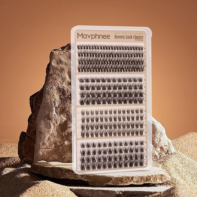 Brown Lash Clusters Natural Eyelash Clusters 4 Styles Wispy Cluster Lashes Individuals CC-Curly Lashes Extensions Dark Brown Cluster Eyelash Extensions Value Pack (200Pcs, 10-16MM) by Mavphnee