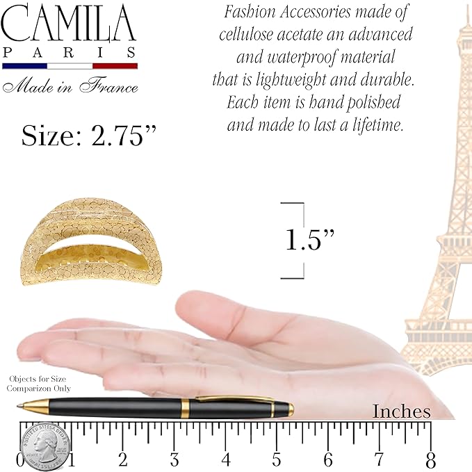 Camila Paris CP3192 French Hair Clip for Women Thick Hair for Long Curly Wavy Hair, Girls Hair Claw Clips Jaw, Durable Styling Big Claw Clip for Thick Hair, Strong Hold No Slip Grip, Made in France