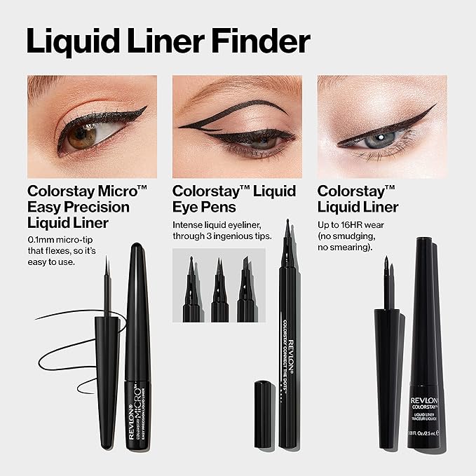 REVLON ColorStay Micro Easy Precision Liquid Eyeliner, Waterproof, Smudgeproof, Longwearing with Felt Tip Applicator, 301 Blackout, 2 pack