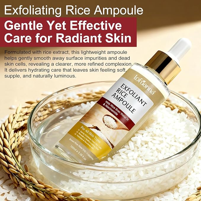White Rice Exfoliant, White Rice Peeling Glow Ampoule, Peel Shot Glow Exfoliating Face Serum, Korean Skin Care Soft Exfoliating Body Scrub Dead Skin Cells, Blackheads Remover For All Skin Types 100ml