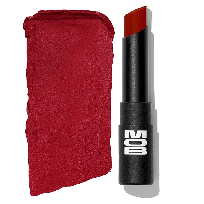 MOB Beauty Soft Matte Lipstick, Redemption, Muted Merlot Red, Long Lasting, Weightless Blurring Lip Color Infused with Skincare, Vegan, Silicone-Free, Cruelty Free