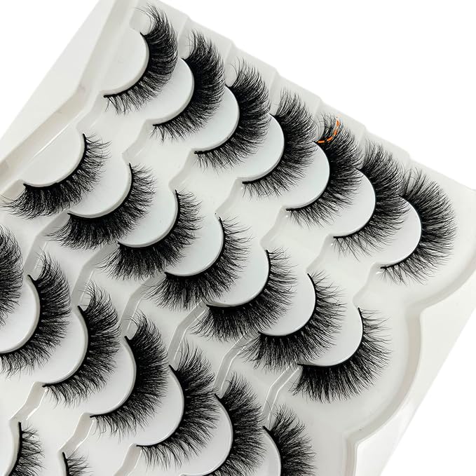 Cat Eye Lashes Natural Look Wispy Short Fluffy Fox Eye Lashes Strip Soft C Curl Natural Faux Mink Cateye Lash Strips Fake Eyelashes Bulk 14 Pairs