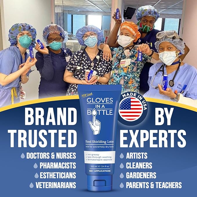 Gloves In A Bottle Shielding Lotion Tube 3.38 oz – Travel Size Hand Cream for Dry, Cracked, Irritated Hands – Deep Hydration Lotion for Skin Barrier Repair, Liquid Gloves Protection | 10-Pack