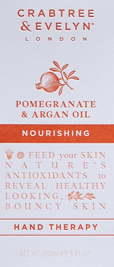 Crabtree & Evelyn Pomegranate & Argan Oil Nourishing Hand Cream Therapy, 3.45 oz