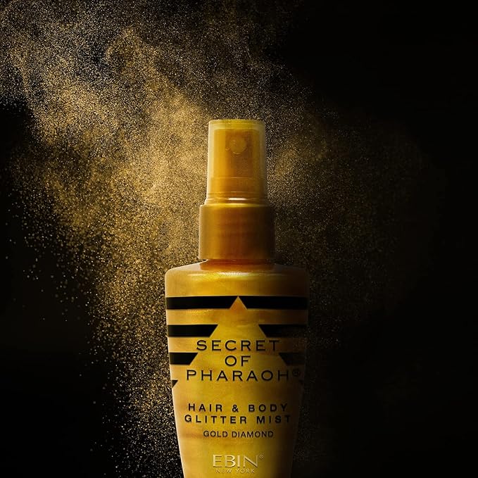 EBIN NEW YORK Egyptian Diamond Hair, Face & Body Glitter Mist - Gold 2.37oz | Quick-Drying, Long-Lasting Shiny Spray for Clothes, Rave, Festival, Travel Essentials | TikTok Trend Items
