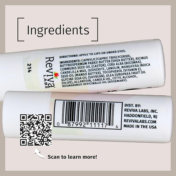 Reviva Labs Vitamin E Stick - Hydrating Lip Balm for Chapped Lips & Under Eye Care - Moisturizing with Beeswax, Shea Butter & Allantoin - Vitamin E Lip Balm for Men & Women
