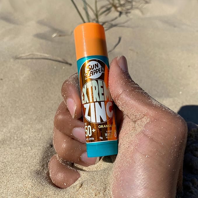 Sun Zapper Extreme Zinc Sunscreen Stick SPF 50+ Orange Sun – Colored Water Resistant Mineral Sunscreen for Face, Zinc Oxide Surf Sunscreen Stick for Water Sports, 15g (0.53 oz), Australian Made