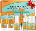 Skin Care Set,6Pcs Women Teen Glass Skincare w/Korean Rice Extract,Hydrate Glow Repair Anti-Aging Facial Routine Kit Self Care Gifts for Women Mom Wife Teenage Girl Her Valentines Day Christmas Gifts