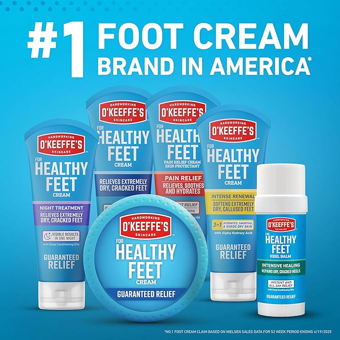 O'Keeffe's for Healthy Feet Night Treatment Foot Cream - 7 oz Tube (2 Pack) - Guaranteed Overnight Relief for Extremely Cracked, Dry Feet, Repairing Skincare, Instantly Boosts and Retains Moisture Levels