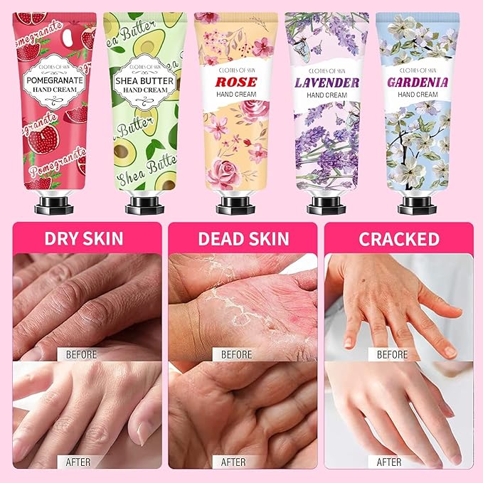 CRISTALBOX 8 PACK Hand Cream Christmas Gifts for Women,Travel Size in Bulk Lotions for Dry Hands,Mini Hand Lotion for Mothers Day Gifts,Easter Gift for Teens,Appreciation Gift,Baby Shower Party Gift