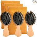 Travel Hair Brush, 3-Pack Mini Boar Bristle Hair Brush for Women - Small Portable Compact HairBrush for Girls Kids Women Best Gift, Travel Size for Purse, Vacation, Business Trips & Outings