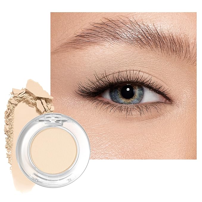 MAKI YIKA Light Beige White Matte Single Eye Shadow Palette for Women, Pigmented White Eyeshadow Powder for Brown Eyes, Color Stay Long Lasting Waterproof Eye Makeup Palette, #8