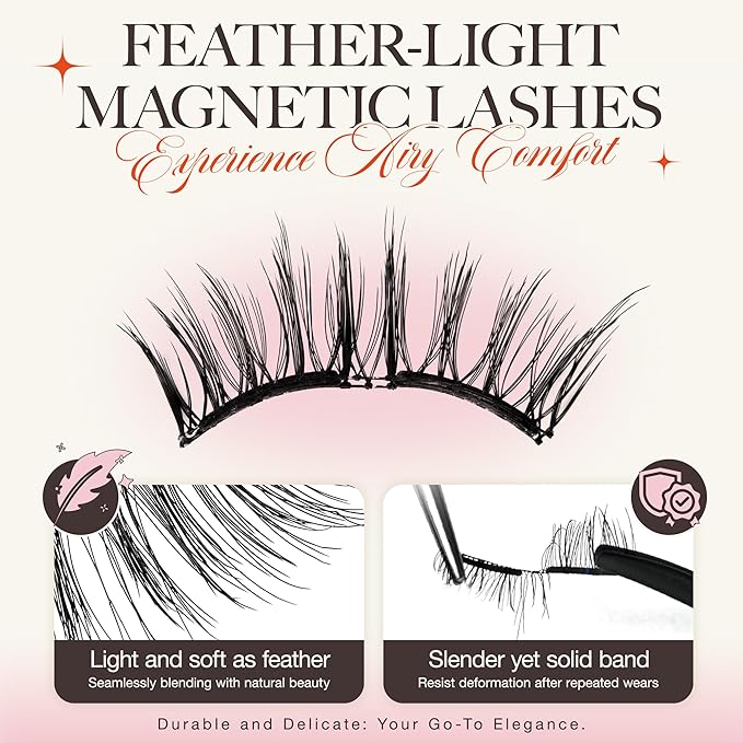 LASHVIEW Upgrade Magnetic Eyelashes with Applicator - Reusable Soft Magnetic Eyelashes for Natural Look - No Glue Needed - Easy to Wear and Remove (A03)