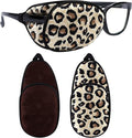 eZAKKA Eye Patches for Adults, Eye Patch for Glasses, Silk Eye Patch Medical for Lazy Eye Patches for Women Amblyopia Strabismus and After Surgery (Brown+Leopard)