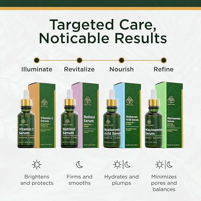 Tree of Life Beauty Vitamin C Skin Care Set, Skin Face Oil, Facial Serums for Dry and Sensitive Skin with Vitamin E Soft Skin, 1 Fl Oz (Pack of 2)