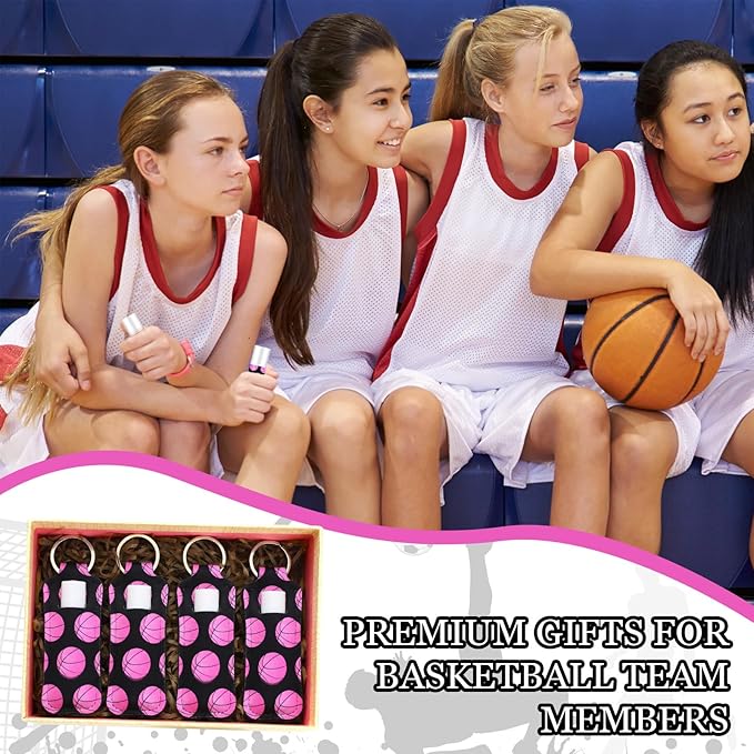 18 Sets Pink Basketball Party Favors Basketball Lip Balm and Holder Keychain Bulk Sport Team Gifts Basket Ball Senior Night Gifts 2026 for Team Sports Goodie Bags Stuffers Party Supplies