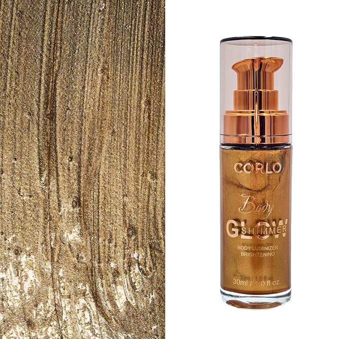 Shimmer Body Oil Glistening Bronze Natural Glow Luminizer Highlighter Waterproof Long Lasting Moisturizing for Face and Body