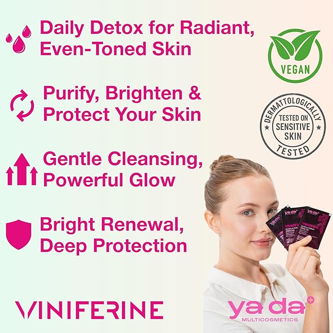 Viniferine Purifying & Rejuvenating Powder Peeling - Enzyme Exfoliating | Buffs Away Dullness for a Brighter Complexion | Synergistic Formula | 0.07oz x 20pcs | Rewrite Your Skin’s Story