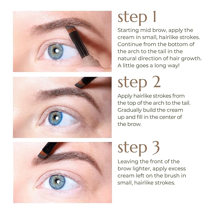 Chella Eyebrow Cream, Dazzling Dark Brown - Vegan, Cruelty Free, Paraben Free, Gluten Free Eyebrow Pomade Makeup - Long Wearing, Velvet Consistency, Water Proof