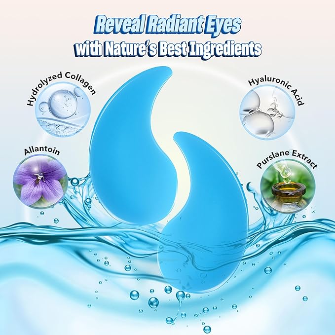 NAZANO Under Eye Patches - 60 Pack for Puffy Eyes, Dark Circles, Bags & Wrinkles with Hydrolyzed Collagen & Hyaluronic Acid - Eye Care Pads for Daily Skincare (Blue)