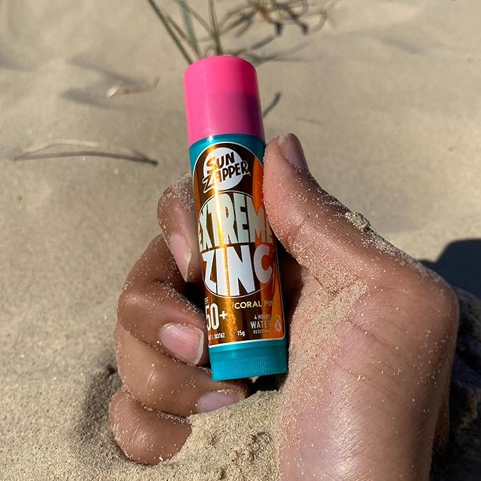 Sun Zapper Extreme Zinc Sunscreen Stick SPF 50+ Coral Pink – Colored Water Resistant Mineral Sunscreen for Face, Zinc Oxide Surf Sunscreen Stick for Water Sports, 15g (0.53 oz), Australian Made