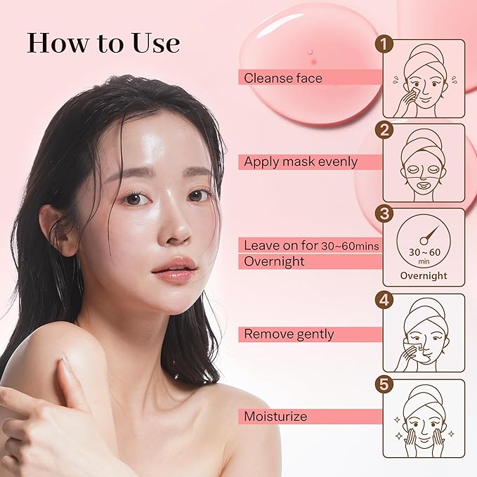 Overnight Collagen Face Mask – 4pk Hydrogel Korean Skincare for Glass Skin – Niacinamide Dark Spot Corrector & Pore Minimizer – Anti-Aging & Deep Hydration (0.88oz ea)