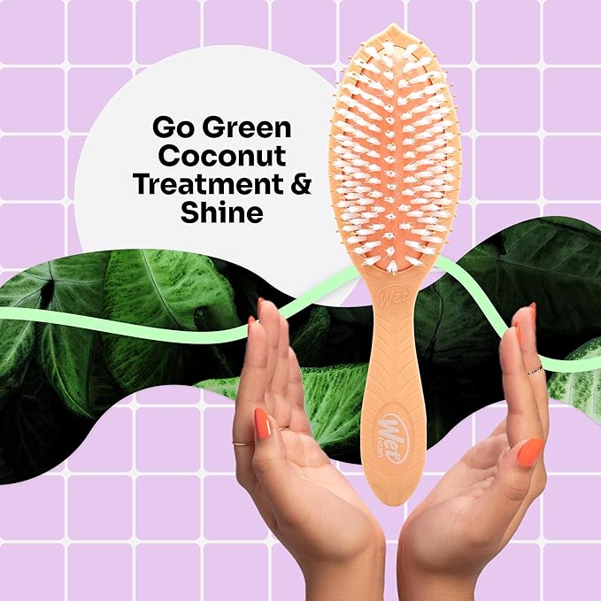 Wet Brush Go Green Coconut Oil Infused Detangling Hair Brush - Pain-Free Ultra-Soft Detangler Bristles Glide Through Tangles with Ease - Protects Against Split Ends (Pack of 2)