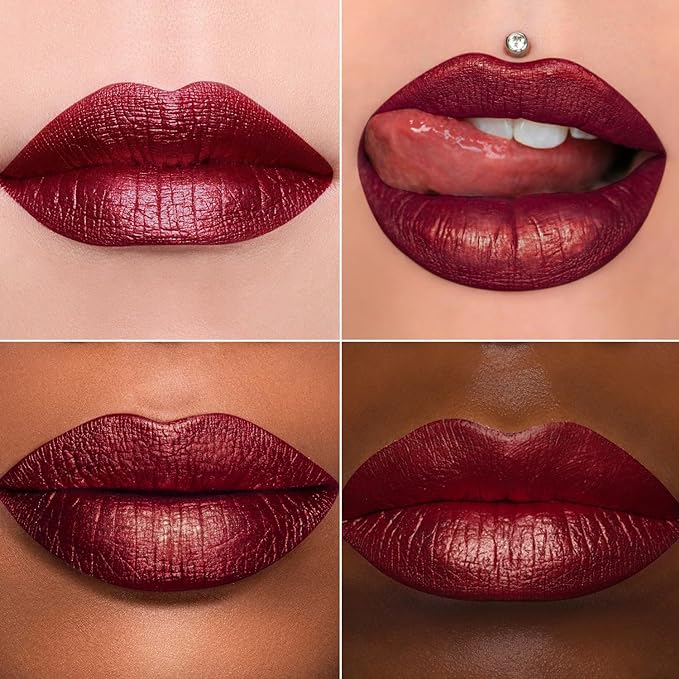 MAKI YIKA Dark Red Lipstick for Women Metallic Lipsticks for Mother Glitter Long Lasting Lipstick No Smudge No Transfer Liquid Pink Lip Gloss (BR011 Pure Envy)