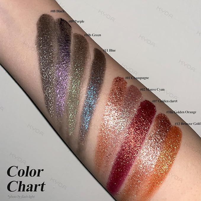 KYDA Chameleon Smoky Black Eyeshadow, Chameleon Chrome Metallic Eye Shadow, Smooth Pressed Powder Palette, High Pigment Glitter Eyeshadow, Lasting Eye Glitters Makeup with Mirror
