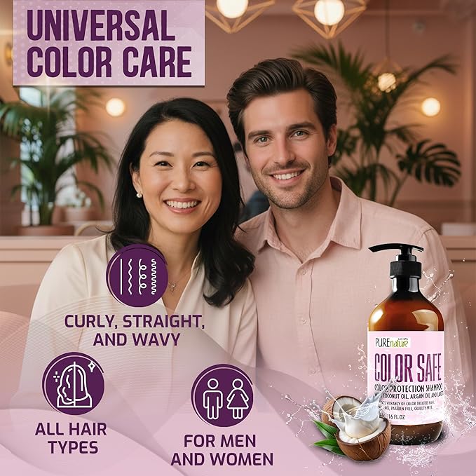 Color Safe Shampoo - Sulfate Free for Color Treated Hair - Moisturizing and Nourishing Care - Paraben Free, Color Protecting Formula - Professional Salon Grade Quality for Men and Women - 16 Fl Oz